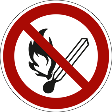 Verbotsschild EN ISO 7010 P003 - Keine offene Flamme | Feuer und Rauchen verboten - Folie 400 mm