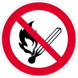 Verbotsschild Feuer | Rauchen Verboten | Offenes Licht | ISO 7010 P003 | Aluminium | Ø 400 mm