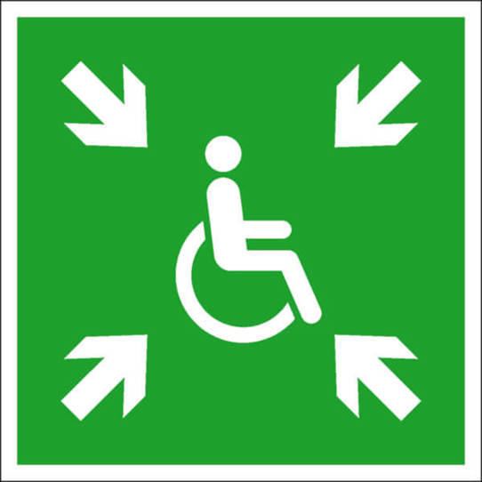 Rettungsschild DIN EN ISO 7010 E024 - Langnachleuchtend | Vorläufige Evakuierungsstelle | 20x20 cm
