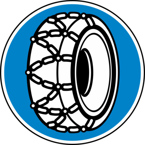 Winterschild 750 mm - RA1 Flachform (3 mm) | Vorschriftzeichen Schneeketten Vorschrift