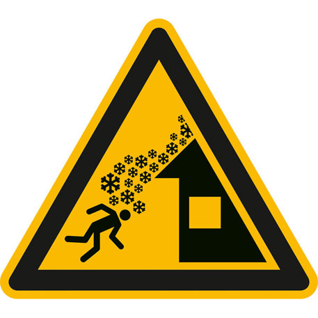 Warnschild Dachlawine - Aluminium - Größe SL: 20,0 cm - DIN EN ISO 7010 W040