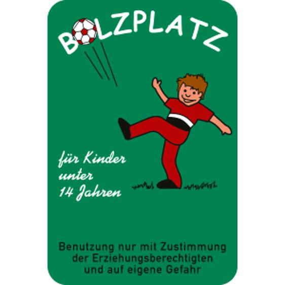 Aluminium Schild "Bolzplatz" für Kinder bis 14 Jahre - 400x600 mm | Spielplatzschilder