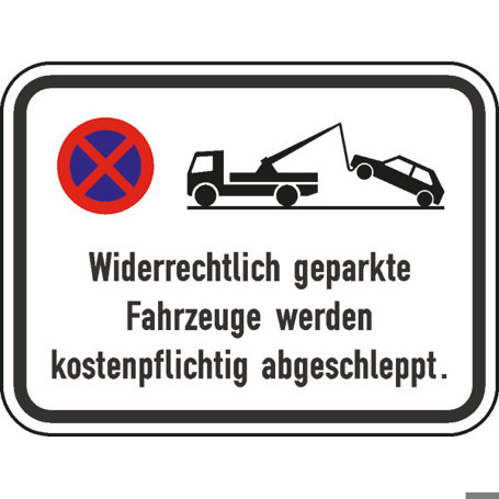 Verkehrsschild StVO Nr. 2046 – Widerrechtlich Abgestellte Fahrzeuge | Zusatzzeichen Halbstandard | 42x31,5 cm
