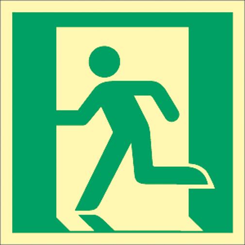 Notausgang Schild Aufkleber | ISO 7010 E001 | Langnachleuchtend | 300x300 mm | 160 mcd