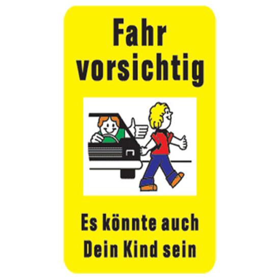 Spielplatzschild 'Fahr vorsichtig' für Kinder | 750 x 562 mm | Alform mit randprofilverstärkt