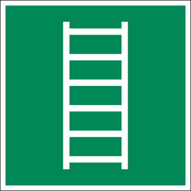 Fluchtleiter Schild | Langnachleuchtend | ISO 7010 | 150 x 150 mm | Wetterfestes Kunststoff