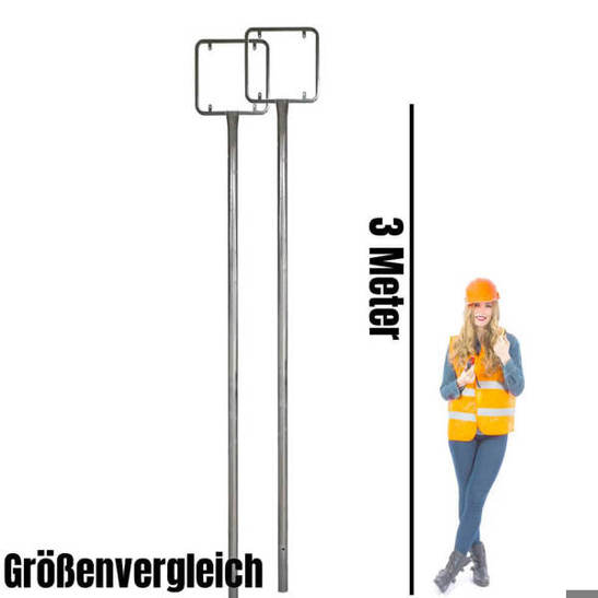 BIGPACK Rohrrahmen 2er Set für 50x50 cm Schilder - Stahl, Höhe 300 cm