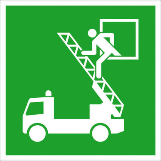 Fluchtwegschild Alu langnachleuchtend – Rettungsfenster 15 x 15 cm DIN EN ISO 7010 E017
