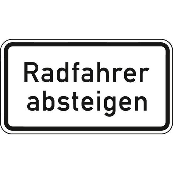 Radfahrer Absteigen - RAL-Gütezeichen Folie RA2 330x600mm | Zusatzzeichen StVO