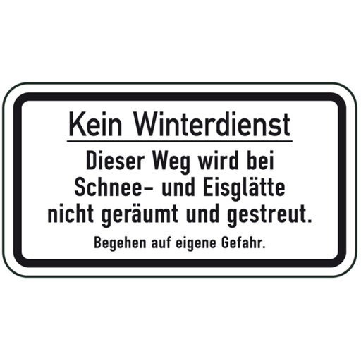 Winterschild Verkehrszeichen - 420 x 231 mm | Ungenormte Winterschilder