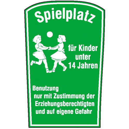 Kinder Spielplatzschild aus Aluminium - 55x75 cm - Geeignet für Kinder bis 14 Jahre