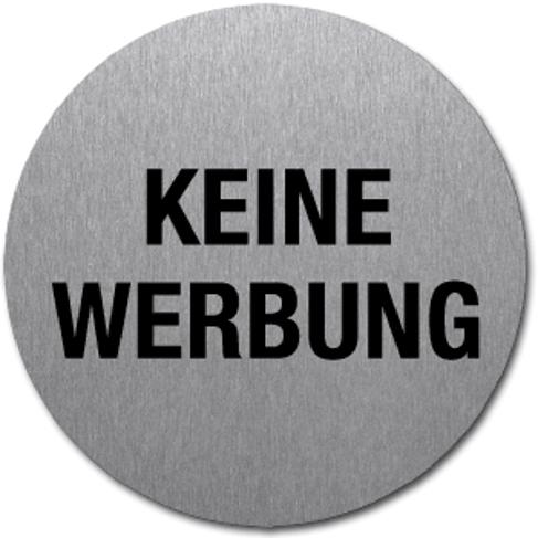 Edelstahl Piktogramm 'Keine Werbung' - Selbstklebend - Ø 50 mm