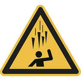 Warnschild EN ISO 7010 W039 - Warnung vor herabfallenden Eiszapfen, 10 Stk, Kunststoff, Schenkellänge 200 mm