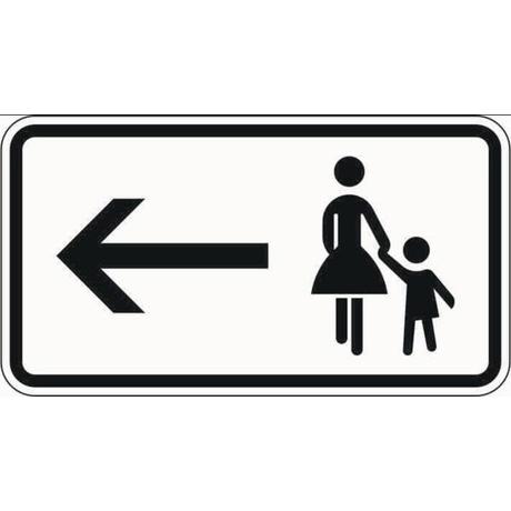 Verkehrszeichen VZ 1000-12: Gehweg gegenüber, links. Maße: 330 x 600 mm, 2 mm - Rechteck RA2