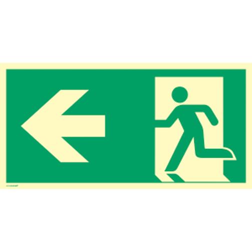 Rettungszeichen EN ISO 7010 - Notausgang links (L297 x B148 mm) - Hochwertige Folie