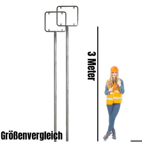 BIGPACK 2er Set Rohrrahmen für Schilder 60x60 cm - Stahl, Höhe 300 cm