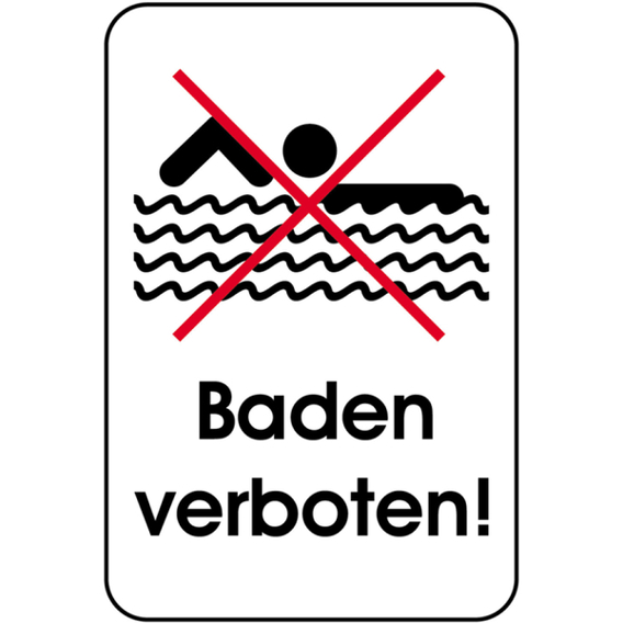 Hinweisschild "Baden Verboten" - Sicherheitshinweis für Gewässer