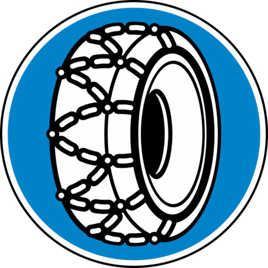 Winterschild RA2 - Schneeketten vorgeschrieben - 600 mm - Flachform 3 mm