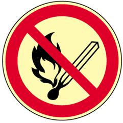 Verbotsschild Feuer - Offenes Licht und Rauchen Verboten | ISO 7010 | Kunststoffe | Langnachleuchtend, 160 mcd, Ø 200 mm