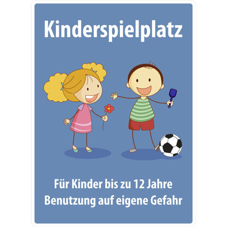 Kinderspielplatzschild aus Alu - 2,0 mm, 48 x 66 cm | Sicher und Wetterfest