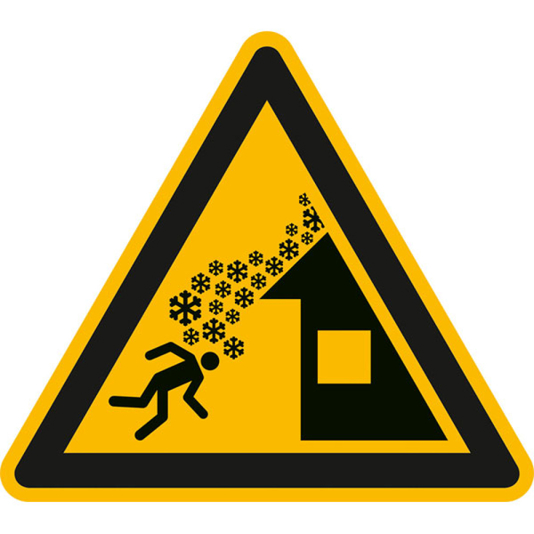 Warnschild EN ISO 7010 W040 - Warnung vor Dachlawine, 200 mm