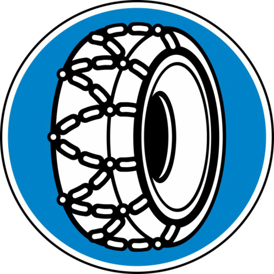Winterschild 600 mm RA1 - Flachform 3 mm (Schneeketten Vorschriftzeichen)