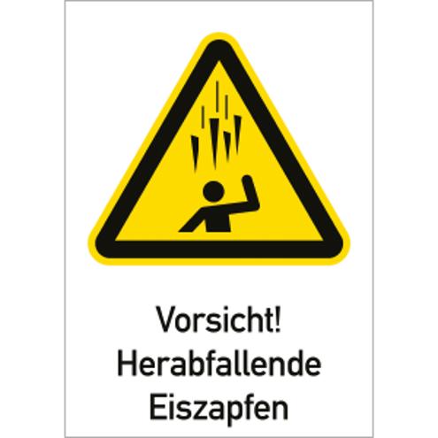 Warnschild ISO 7010 W039 - Achtung! Herabfallende Eiszapfen | Kombischild aus Aluminium | 262x371 mm