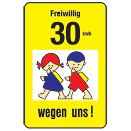 Spielplatzschild 'Freiwillig 30 km/h' | 750 x 562 mm | Alform (randprofilverstärkt)