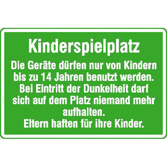 Alu Spielplatzschild für Kinderspielplatz - Geräte dürfen nur... | 75x50 cm