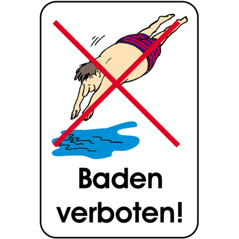 Hinweisschild: Baden Verboten - Sicherheitshinweis für Gewässer