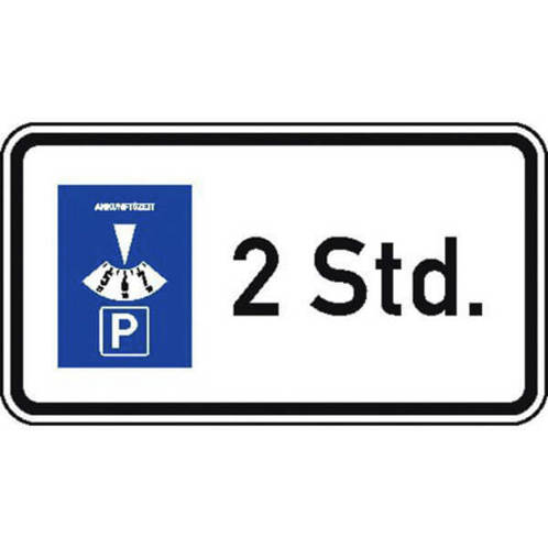 Zusatzzeichen StVO Typ 1 - Parkdauer 2 Stunden | 42x23,1 cm | Nr. 1040-32