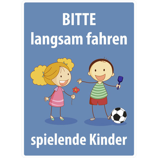 Hinweis Schild für Spielplätze - Spielende Kinder | Wetterfestes Aluminium 2,0 mm | 48 x 66 cm