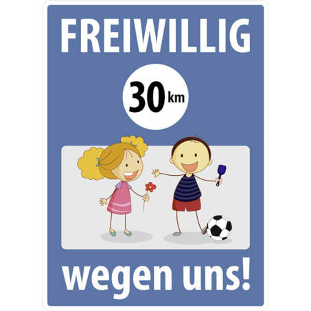 Freiwilliges 30 km/h Spielplatzschild | Aluminium 2mm | 48 x 66 cm