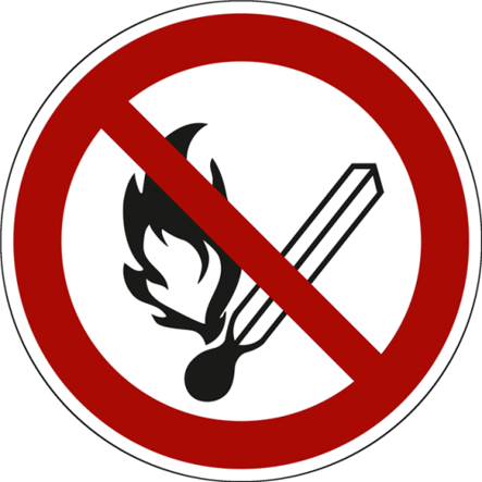 Verbotsschild EN ISO 7010 P003 - Keine offene Flamme | Feuer- und Rauchen verboten - Alu 315 mm
