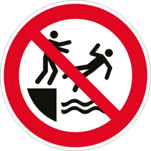 Verbotsschild 'Nicht ins Wasser stoßen' - ISO 7010 | Aluminium | 1,8 mm | Ø 200 mm