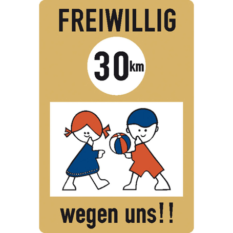 Freiwillig 30 km/h Spielplatzschild - Sicherheit steht an erster Stelle