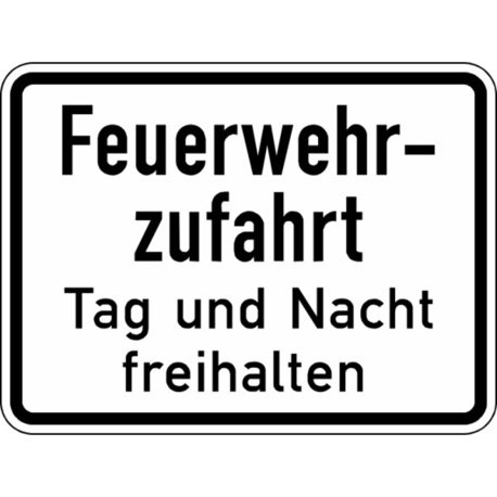 Feuerwehrzufahrt Freihalten - Tag & Nacht | Zusatzzeichen Nr. 2433 | 420 x 315 mm | Flachform 2 mm | RA1