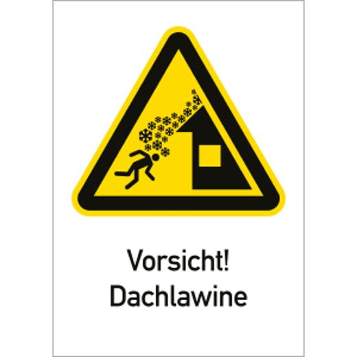 Warnschild EN ISO 7010 W040 - Vorsicht Dachlawine | Kombischild aus Aluminium | 262x371 mm
