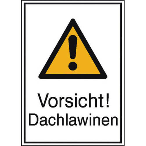 Warnschild Dachlawine | DIN EN ISO 7010 W001 | Alu | 26x37 cm | Zusatztext ASR A1.3