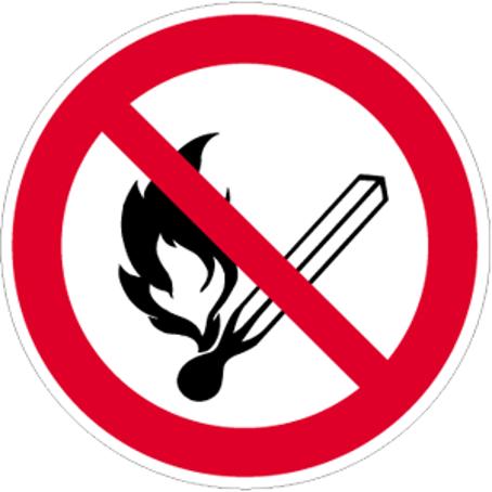 Verbotsschild ISO 7010 P003 - Feuer, offenes Licht & Rauchen Verboten - Ø 400 mm - Kunststoff