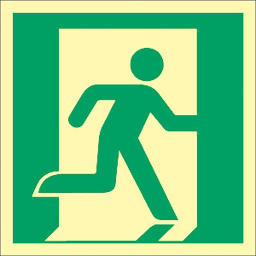 Rettungszeichen Notausgang rechts | ISO 7010 E002 | Langnachleuchtend | Kunststoff | 200x200 mm | 160 mcd