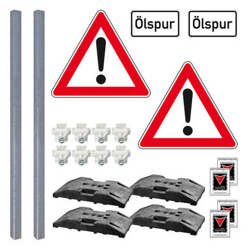2er-Set Schilder 'Achtung Ölspur' - VZ 101 und VZ 1007-30 | RA1 | 22-teilig - Zusatzzeichen StVO